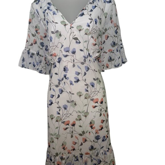Junarose Floral Ruffle Hem Dress White Multicolor Size 16 - Picture 4 of 7